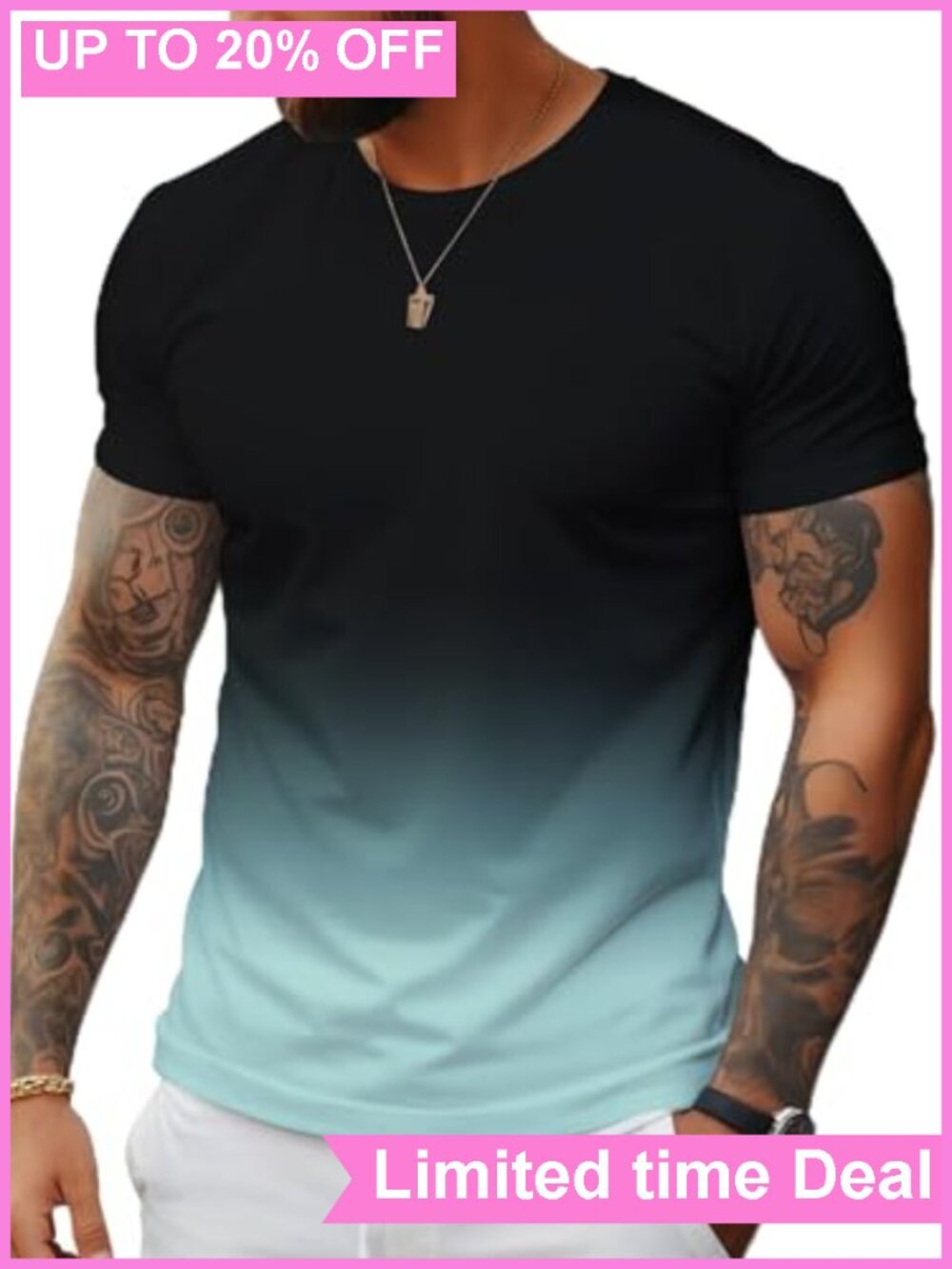 Men's Graphic T-Shirt Gradient Short Sleeve Round Neck Summer Tee